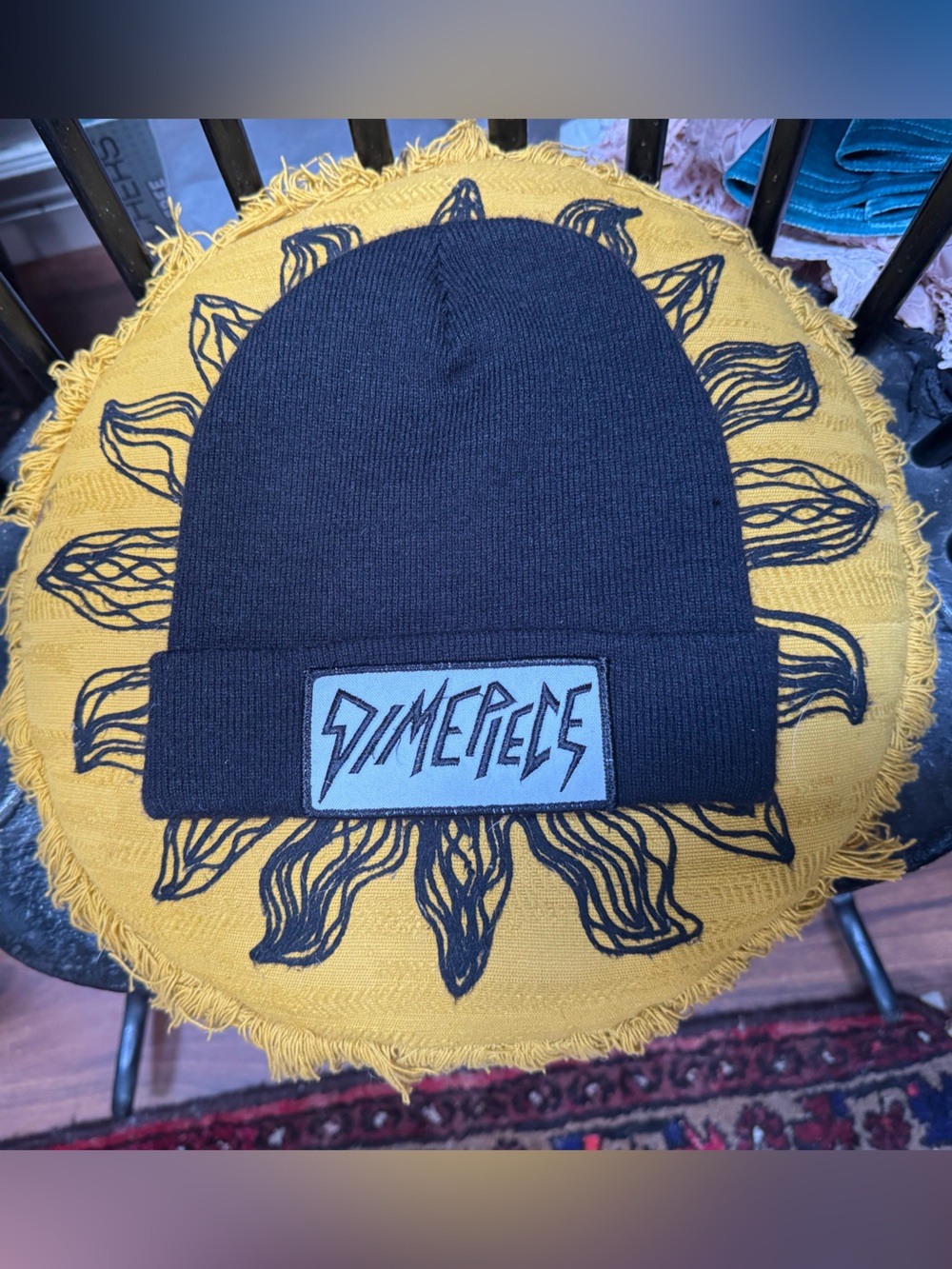 Dimepiece Black Beanie with Black & White Logo Patch